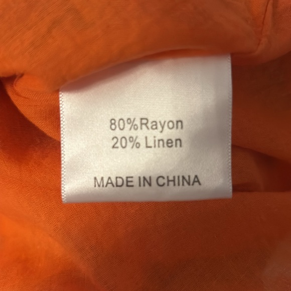 ANTHROPOLOGIE KOURT Burnt Orange Fruit & Dot Print Babydoll Dress! Rayon Linen! - Picture 14 of 16